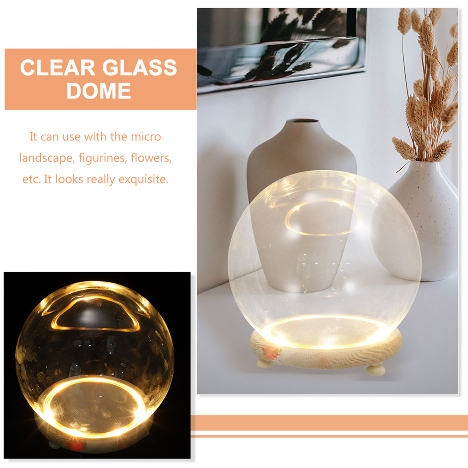 Cloche en verre avec base en b - Plastic Dome Clear avis et prix